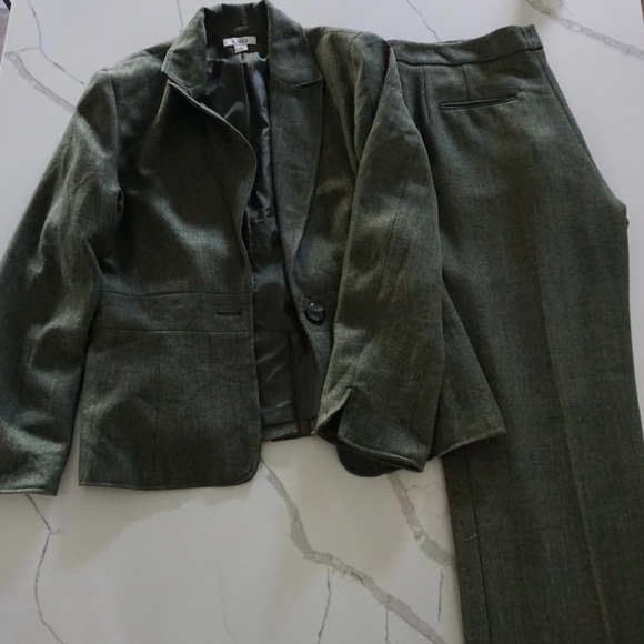CATO Forest Green Tweed Pant Suit Size 14 - Picture 2 of 5